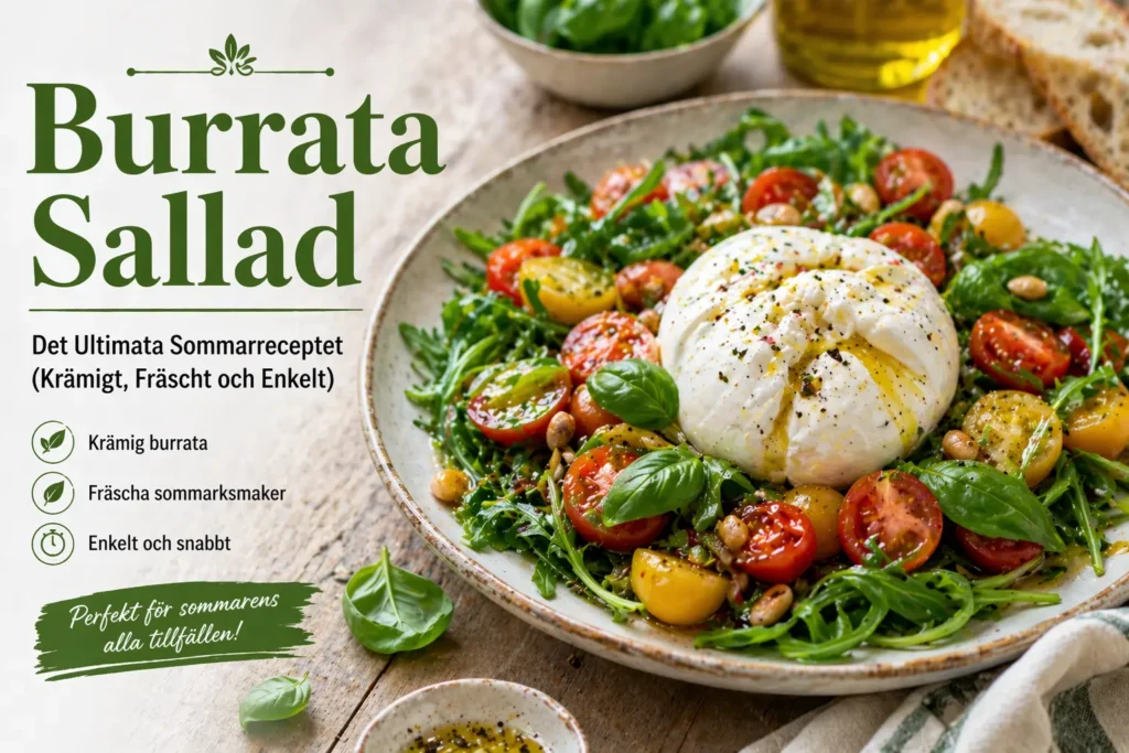 Krämig burrata sallad med tomater och färska örter